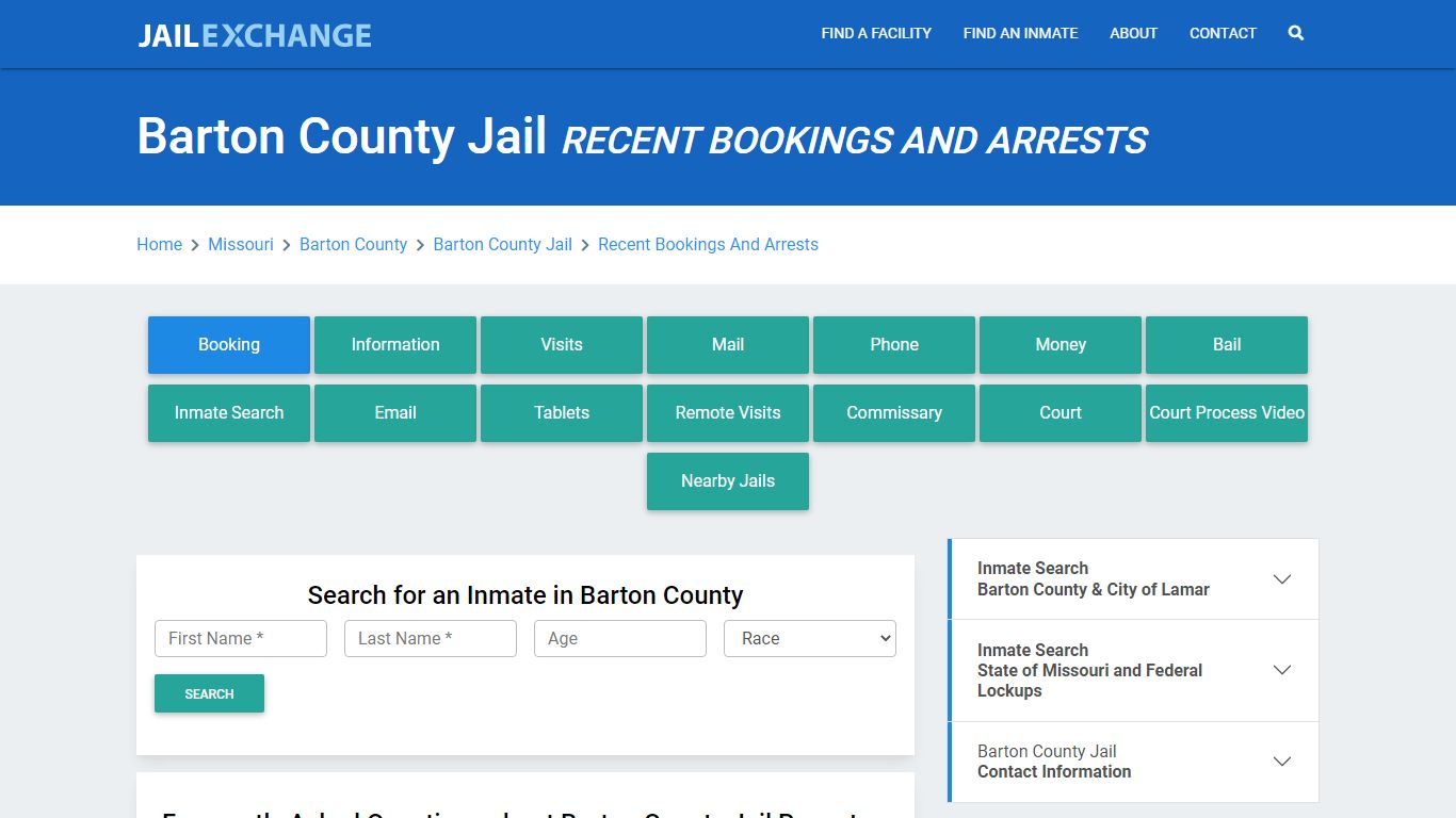 Barton County Jail MO Recent Arrests and Bookings - Jail Exchange